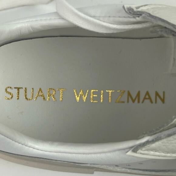 Stuart Weitzman Ryan NEW White PVC-Paneled Leather Lace-Up Sneakers Shoes 6.5B - Picture 5 of 6